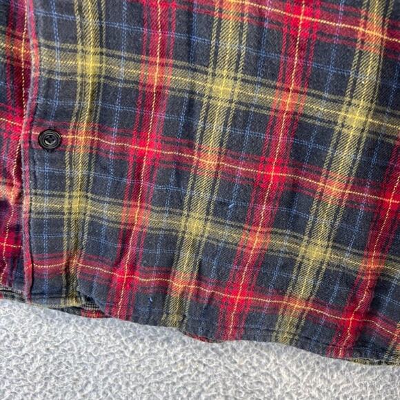 Carbon 2 Cobalt Flannel Shirt Mens Extra Large Black Colorful Plaid Check Cotton - Picture 4 of 11